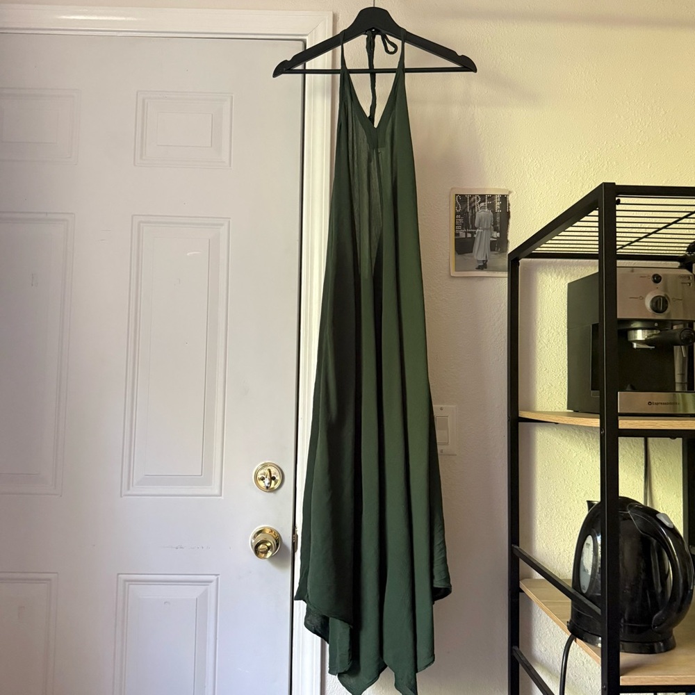 NWT 9SEED olive green cotton gauze halter neck draped midi maxi‎ dress